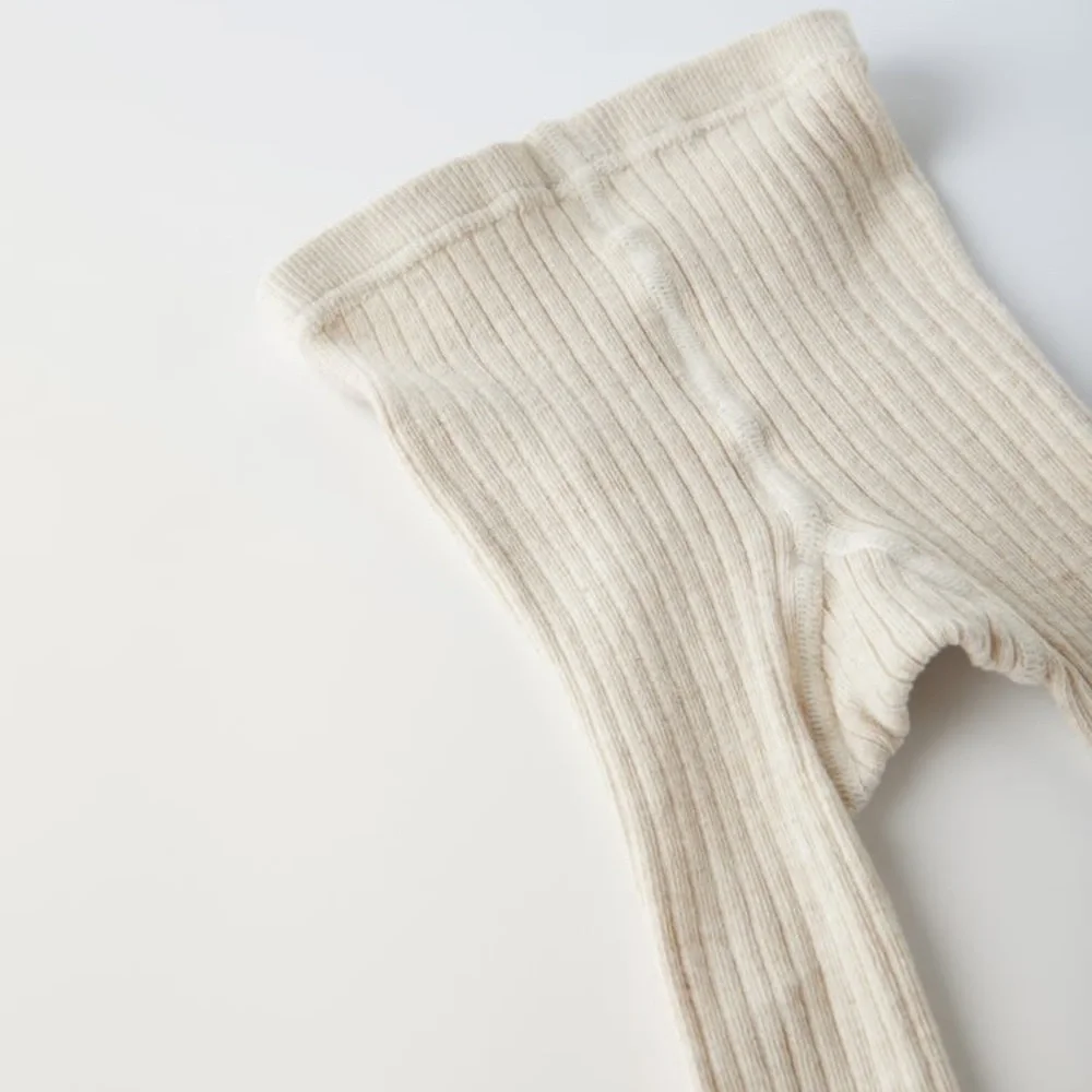 NWT. Zara Sand Ribbed Tights. Size 6-12 Months.